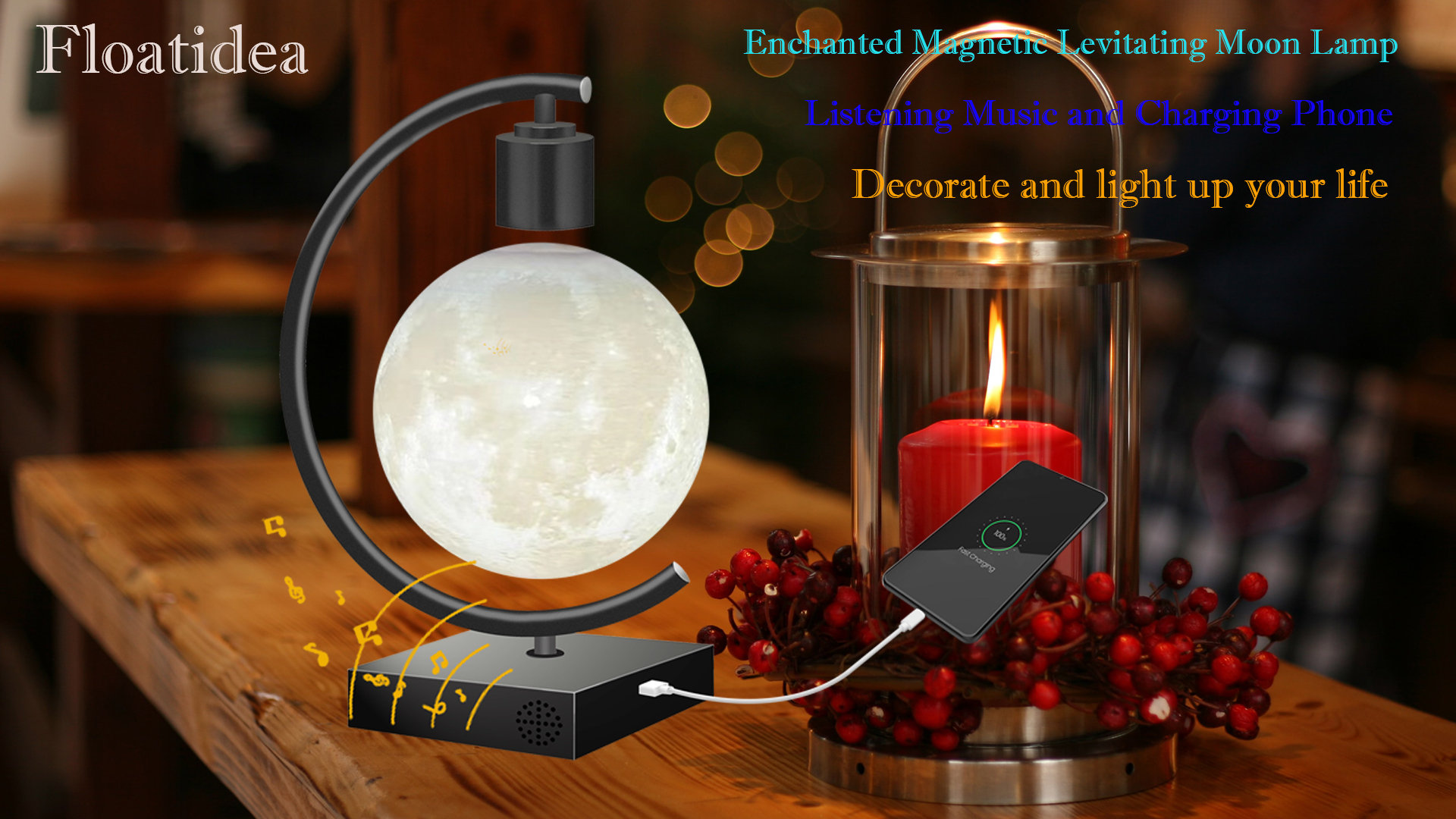 Floatidea Magnetic Levitating Moon Lamp with Bluetooth Speaker 18W